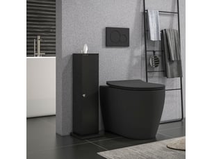 Support papier toilette meuble salle de bain 3 niveaux et sortie papier, noir, pour petits espaces