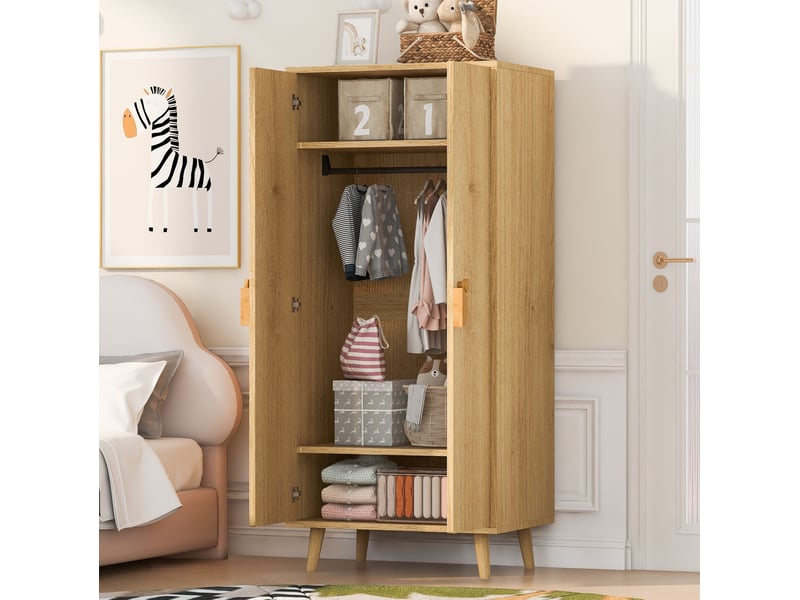 Armoire 70x55x170 cm à 2 portes, coloris bois naturel - Conforama B