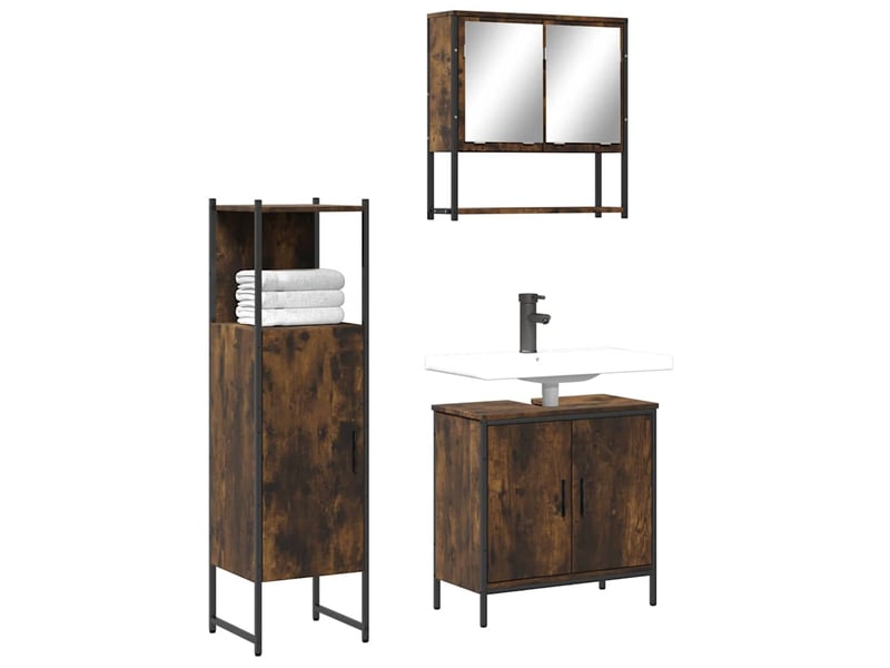  Ensemble de meubles de salle de bain 3 pcs chêne fumé cf63692  - Conforama B