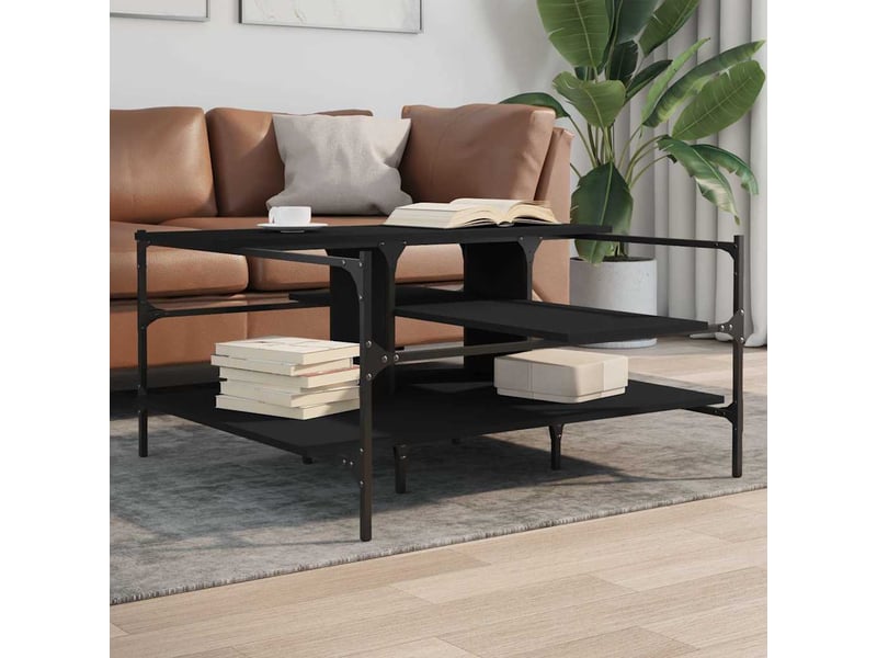  Table basse - table de salon - table à thé noir 100x100x48,5 cm bois d'ingénierie  - Conforama B
