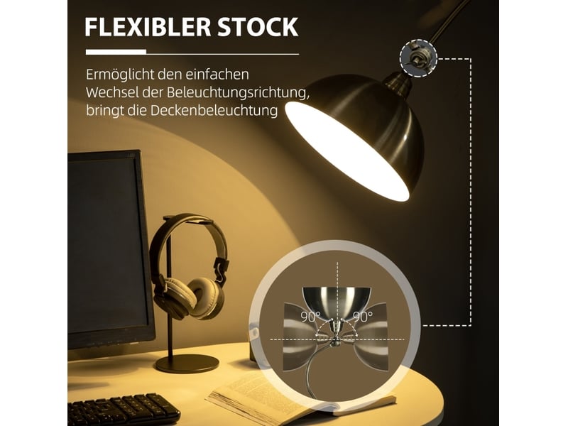  Lampadaire arc 42x25,5x152 cm bronze en métal, abat-jour réglable, douille e27 et interrupteur au pied  - Conforama E
