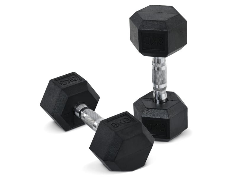  Haltères hexagonales, lot de 2 haltères avec poignées moletées, en fonte, 2 x 8 kg, pour hommes et femmes, usage domestique, salle de sport, musculation  - Conforama B