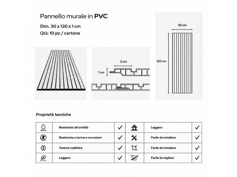 Panneau mural pvc effet bois 10 pcs 120x30 cm - noyer  - Conforama D