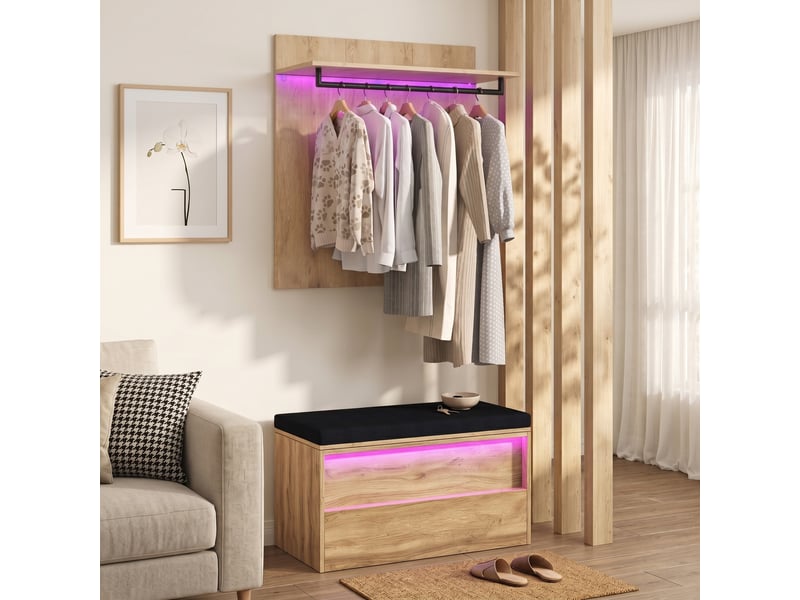 Portemanteau avec banc et rangement 90 x 145 cm en mdf  - Conforama R