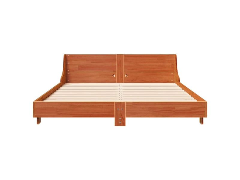  Lit double- lit adulte -  cadre de lit sans matelas  marron 140x200cm bois pin massif  - Conforama C