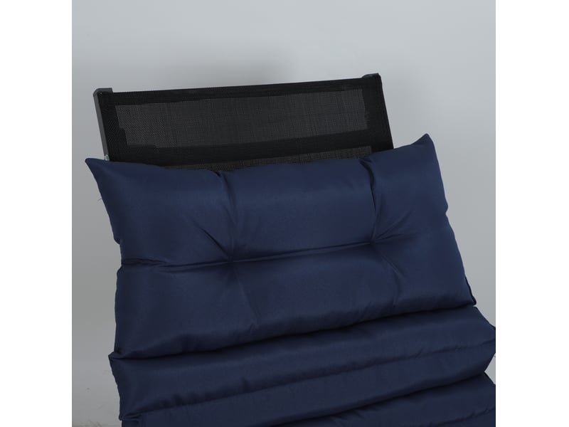 Lot de 2 coussins de transat d'extérieur 190 x 64 cm bleu marine en polyester, avec sangles réglables  - Conforama D