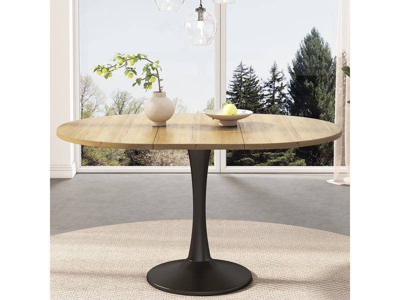  Table extensible ovale effet chêne 100-140 x 100 cm Fay Lum - Conforama D