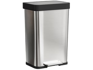 Poubelle de cuisine à pédale 60 l en acier inoxydable argenté, couvercle silencieux et anti-empreintes