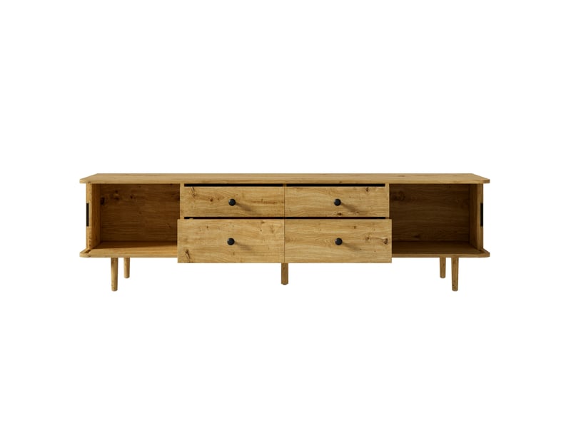  Meuble tv 165 cm en mdf 4 tiroirs et 2 portes coulissantes coloris bois N621P508008O - Conforama B