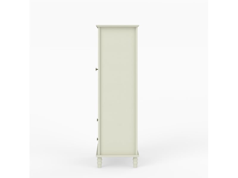  Buffet haut vitré avec 2 tiroirs en mdf blanc crème, 50x40x133 cm  - Conforama R