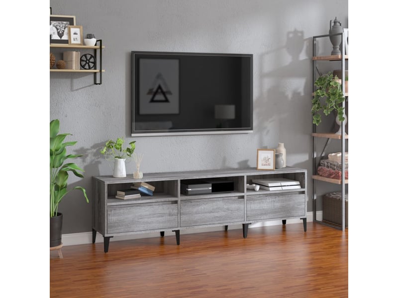  Meuble tv - banc tv - meuble de rangement sonoma gris 150x30x44,5 cm bois d'ingénierie  - Conforama B