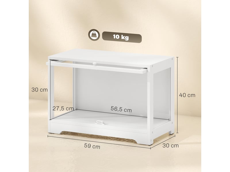  Vitrine en acrylique pour collections avec porte à charnières pour figurines décoratives 59 x 30 x 40 cm blanc  - Conforama E