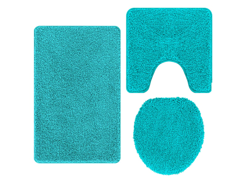  Ensemble de tapis de bain antidérapants 3 pc turquoise pp cf64757  - Conforama A