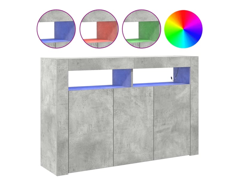  Buffet - bahut - meuble de rangement gris béton 116 x 30 x 75 cm bois d'ingénierie  - Conforama D