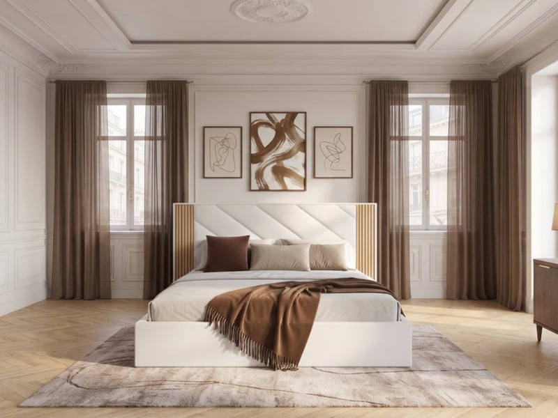  Bobochic lit coffre diana tissu velours lisse beige 140x190 DIANA - Conforama B