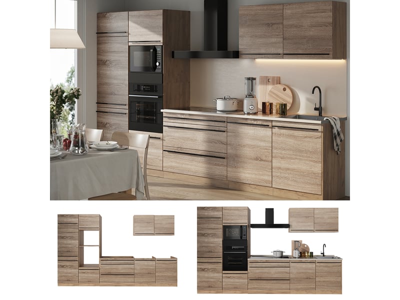 Vicco cuisine, sonomachêne doré, 340cm sans plan de travail  - Conforama D