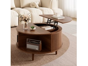 Table basse rond(e) coloris bois foncé <strong>MAISENTIEL</strong> <strong></strong> - 80 cmx80 cm