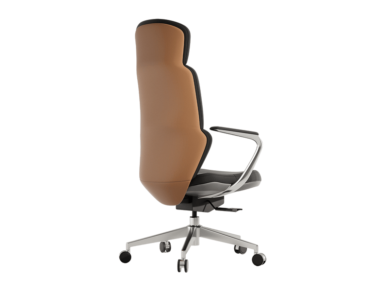  Chaise de bureau,66,5x64x119 cm,avec roulettes,cuir,noir et marron  - Conforama E