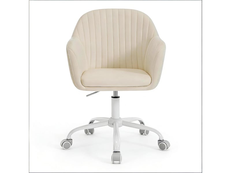  Chaise de bureau pivotante et réglable en hauteur velours blanc crème T5828P492675 - Conforama A