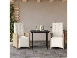 Ensemble de bistro 3 pcs avec coussins beige résine tressée shl5314