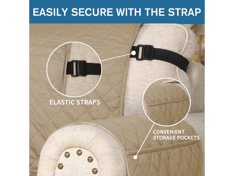  Housse de canapé 3 places (176 cm) – housse imperméable avec protection des accoudoirs – protège-canapé universel antidérapant – kaki  - Conforama D