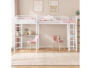 Lit mezzanine 90x200 cm <strong>STILVORA</strong> <strong></strong> coloris blanc