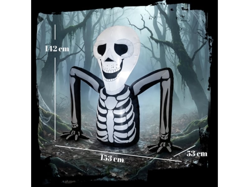 Squelette gonflable halloween avec led, effet rampant, décoration effrayante intérieur et extérieur - Conforama C