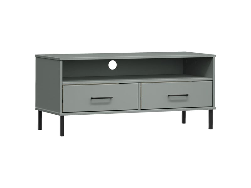  Meuble tv - banc tv - meuble de rangement avec pieds en métal gris bois de pin massif oslo  - Conforama A