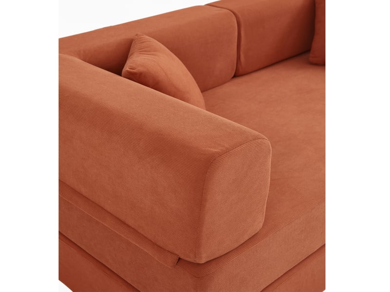 Canapé convertible 3 places en velours côtelé pliable orange chicfurn - Conforama E