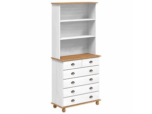 Buffet - hutch askim blanc 91 x 40 x 200,5 cm bois de pin massif