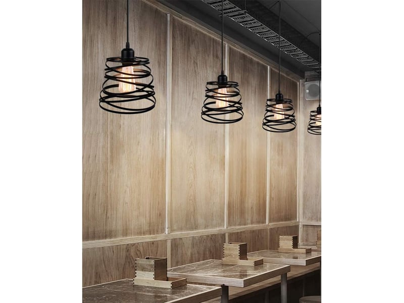  Lot de 2 suspensions luminaires moderne créatif lustre de design à spirale e27 20cm noir  - Conforama E