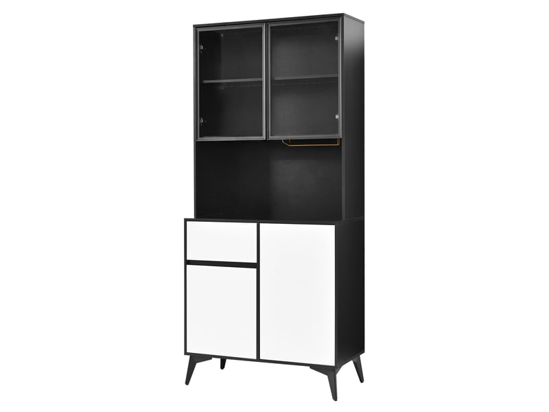 Vitrine moderne buffet cuisine noir blanc 80x40x180cm mdf étagères intérieures  - Conforama A
