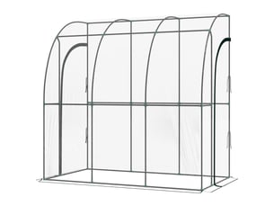 Serre de jardin adossée, serre de balcon, bâche renforcée pvc, 2 portes enroulables, 214 x 118 x 212 cm, transparent