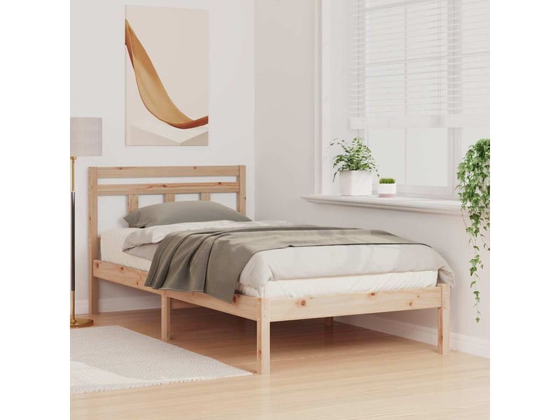  Lit simple- lit adulte -  cadre de lit marron 90 x 190 cm pin massif  - Conforama C
