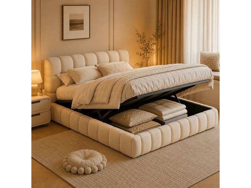  Table basse relevable 100x50x40,5 cm - rangement caché et étagères ouvertes - 2 portes coulissantes - mdf effet chêne BUYDEEMEUS - Conforama C