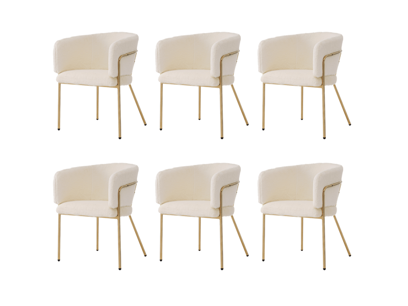  Lot de 6 chaises de salle à manger avec accoudoirs blanches evryae  - Conforama A