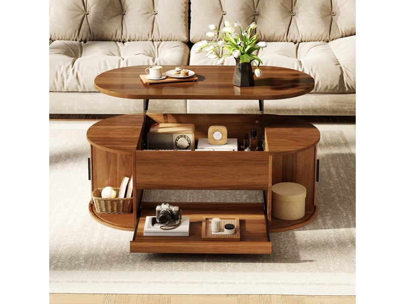  Table basse relevable avec rangement et portes coulissantes evryae  - Conforama B
