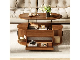 Table basse arrondi(e) coloris bois foncé EVRYAE - 55 cmx110 cm