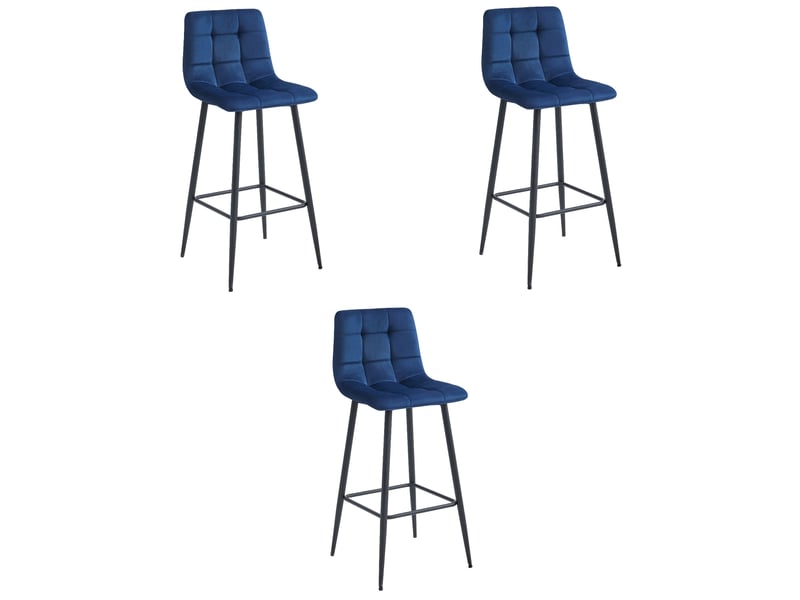 Family hoker arceto - velours bleu marine pieds noirs x 3  - Conforama A
