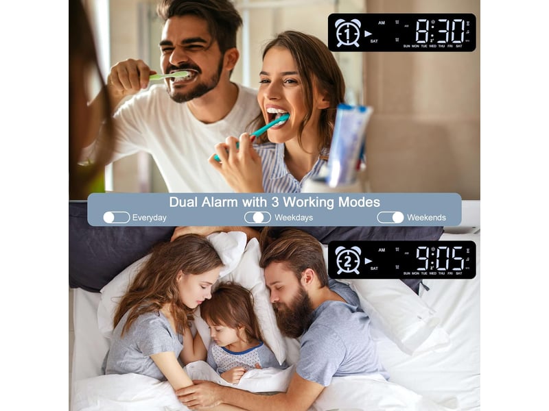  Miroir horloge numérique led avec 8 modes lumière  - Conforama C