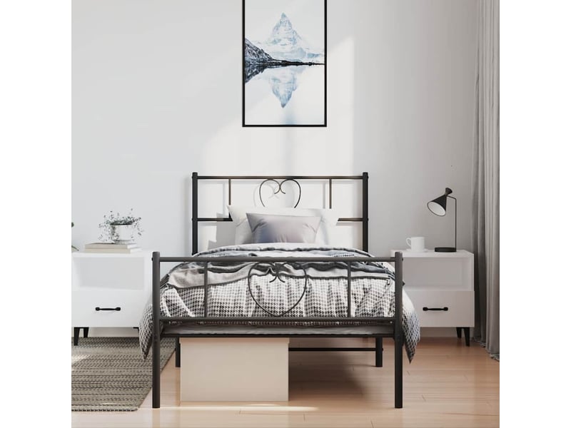  Lit simple- lit adulte -  cadre de lit métal sans matelas et pied de lit noir 100x200 cm  - Conforama C