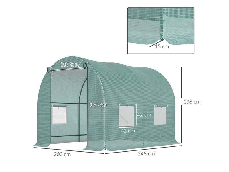 Serre de jardin 245x200x198 cm structure en métal verte - Conforama E