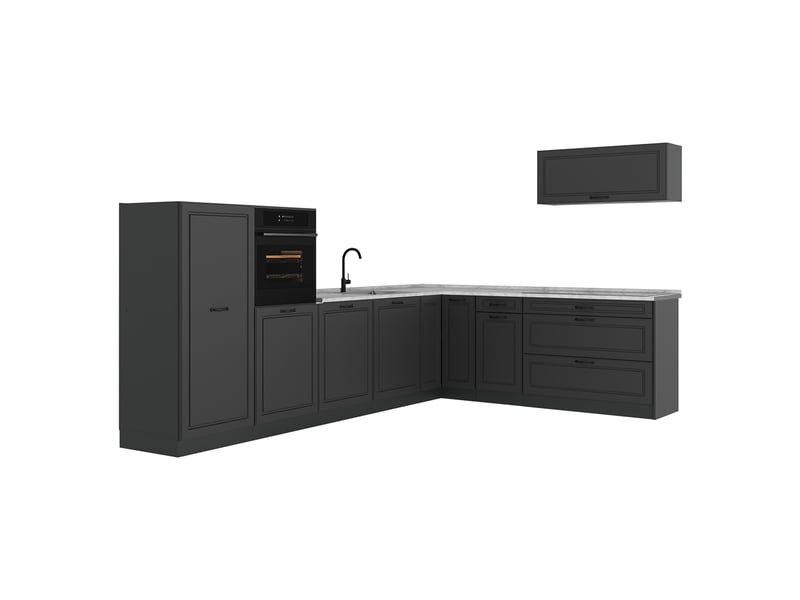  Vicco cuisine en angle, anthracite campagneanthracite, 327 x cm plan de travail marbre  - Conforama A