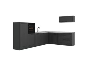 Vicco cuisine en angle, anthracite campagneanthracite, 327 x cm plan de travail marbre