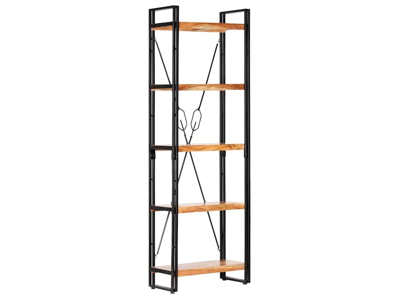  Bibliothèque à 5 niveaux, armoire à livres 60x30x180 cm bois d'acacia solide  - Conforama B