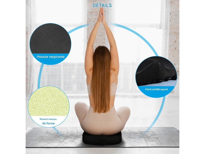  Coussin d'assise ergonomique à mémoire de forme noir 44x39x13 cm  - Conforama E