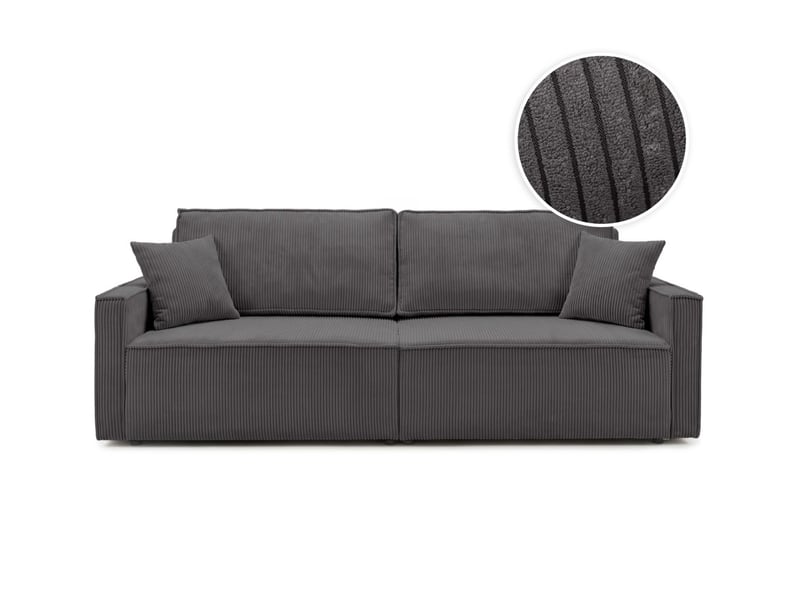  Farah - canapé droit 3 places convertible accoudoirs slim en velours cotelé  - Conforama C