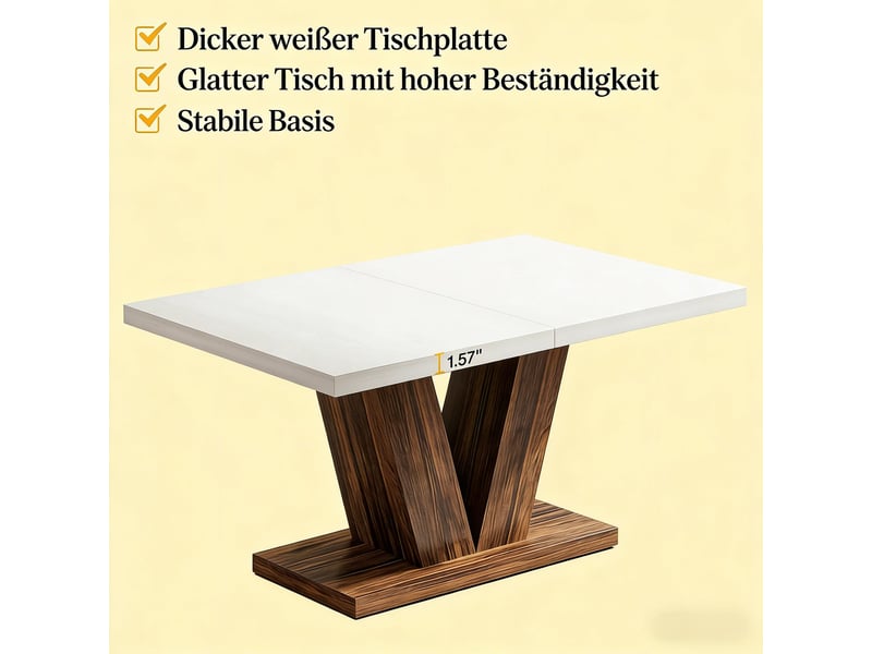  Table à manger rectangulaire,120x80x75 cm,bois,blanc et marron rustique  - Conforama D