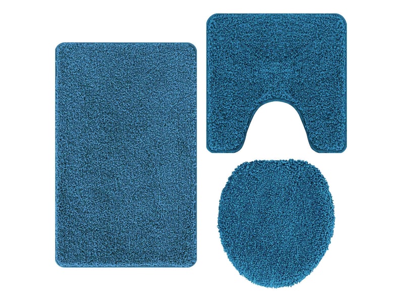  Ensemble de tapis de bain antidérapants 3 pc bleu 50 x 80 cm pp cf64750  - Conforama A