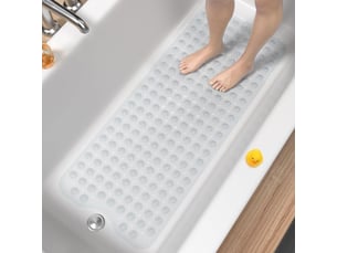 Tapis de baignoire antidérapant, 100 x 40 cm très long tapis de douche, lavable en machine tapis de bain sans bpa, transparent